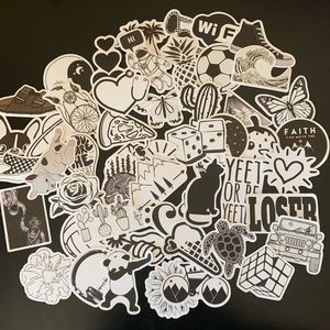 BOGO 50% OFF! 5 Black and white stickers
